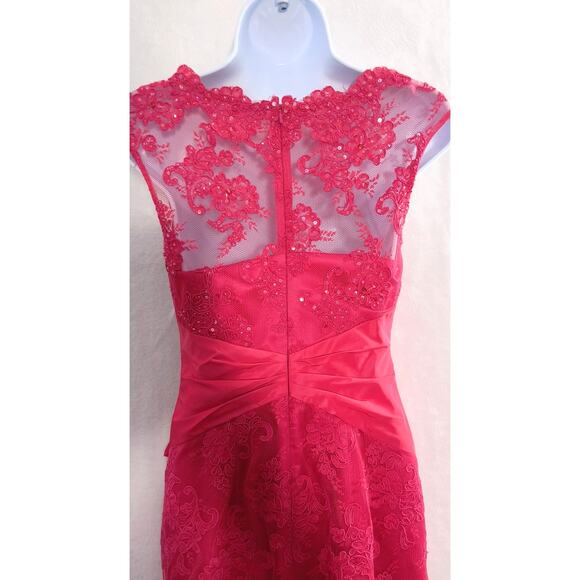 Rickie Freeman Teri Jon Gown Women's Size 2 Red Lace Formal Party Maxi Dress - Picture 5 of 16
